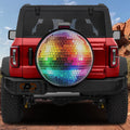 Rainbow Disco Ball design printed spare tire cover with optional backup camera hole by Graffix
