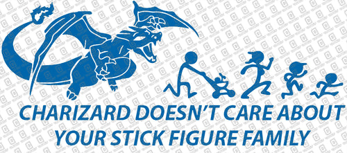 Charizard Doesn't Care About Your Stick Figure Family Vinyl Decal