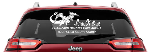 Charizard Doesn't Care About Your Stick Figure Family Vinyl Decal