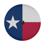 Texas state flag spare tire cover alternate view on black Jeep Wrangler with Graffix plate and Lone Star design