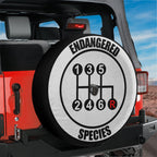 Endangered Species gear shift spare tire cover closeup showing printed graphic detail