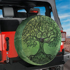 Celtic roots green tree of life spare tire cover with branching roots and ancient knotwork
