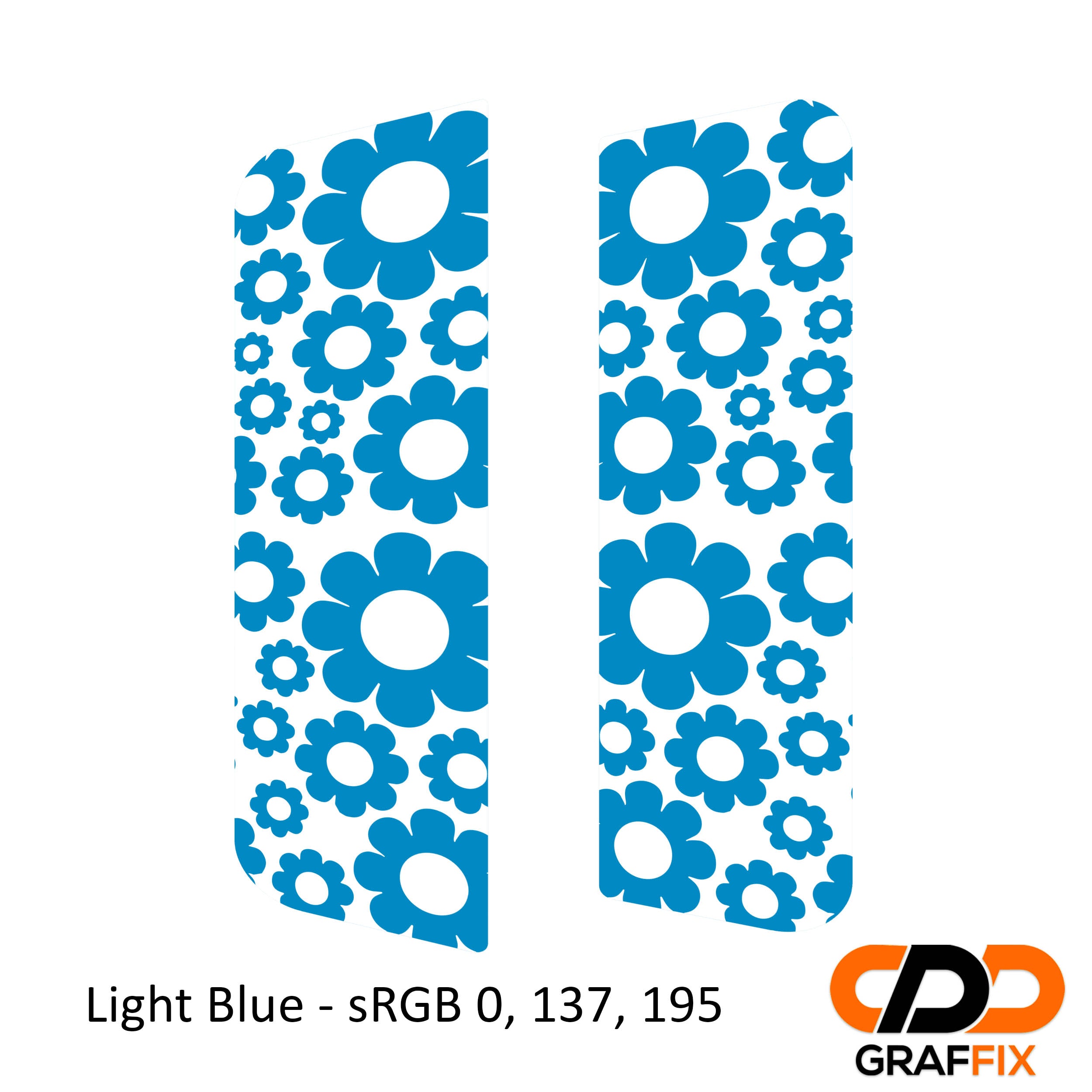 Light blue daisy pattern side window decal set on Jeep Wrangler JKU 4-door 2007-2018 rear glass