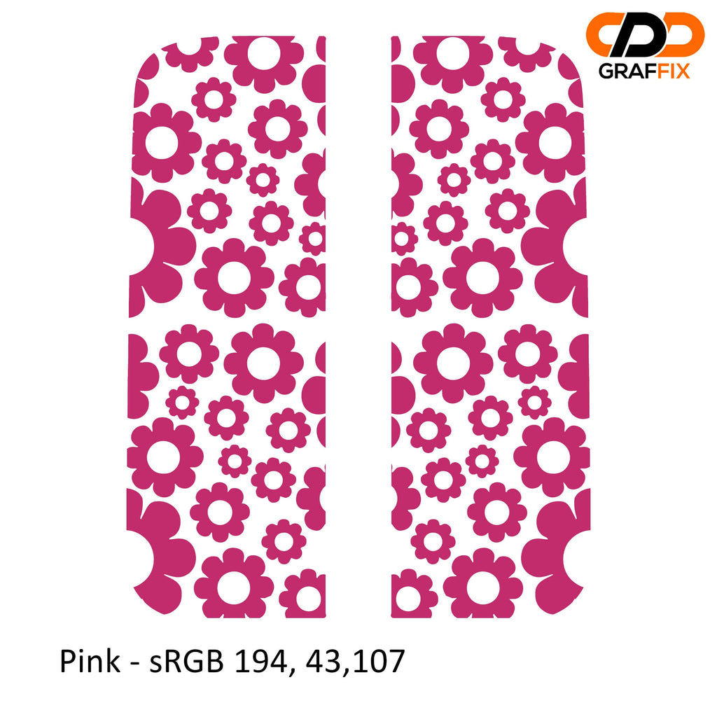 Pink daisy pattern side window decal set on Jeep Wrangler JL 2018+ Gladiator JT 2020+ windows