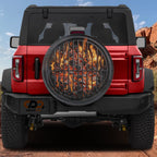 Charcoal grill spare tire cover alternate angle showing full graphic print