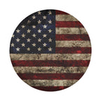 Stitched fabric edge and grommet detail of Rustic American Flag spare tire cover
