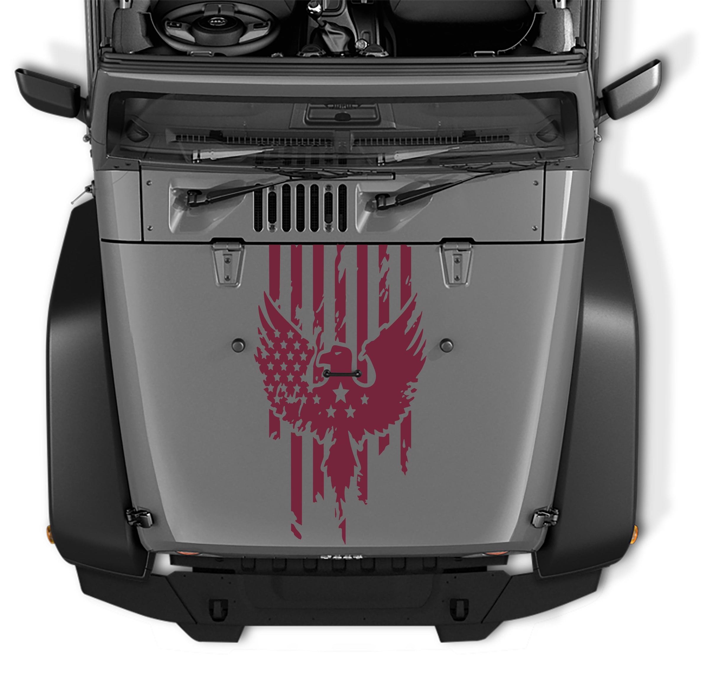 Distressed American Flag w/ Eagle Blackout Hood Decal Vinyl