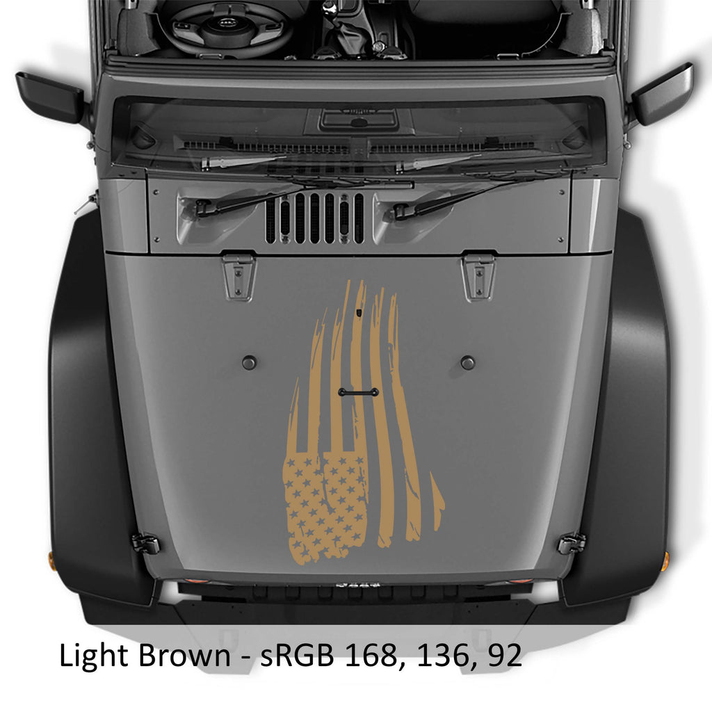 Distressed American Flag Blackout Hood Decal