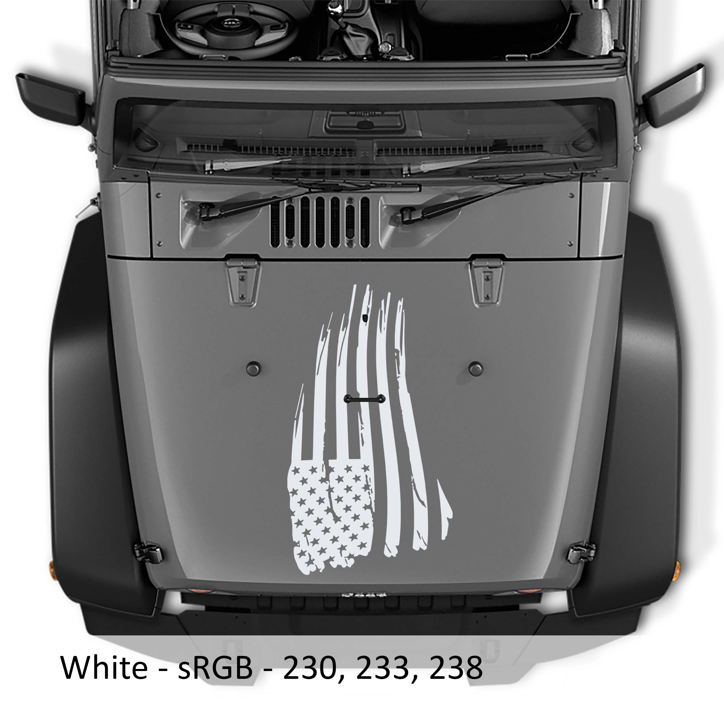 Distressed American Flag Blackout Hood Decal