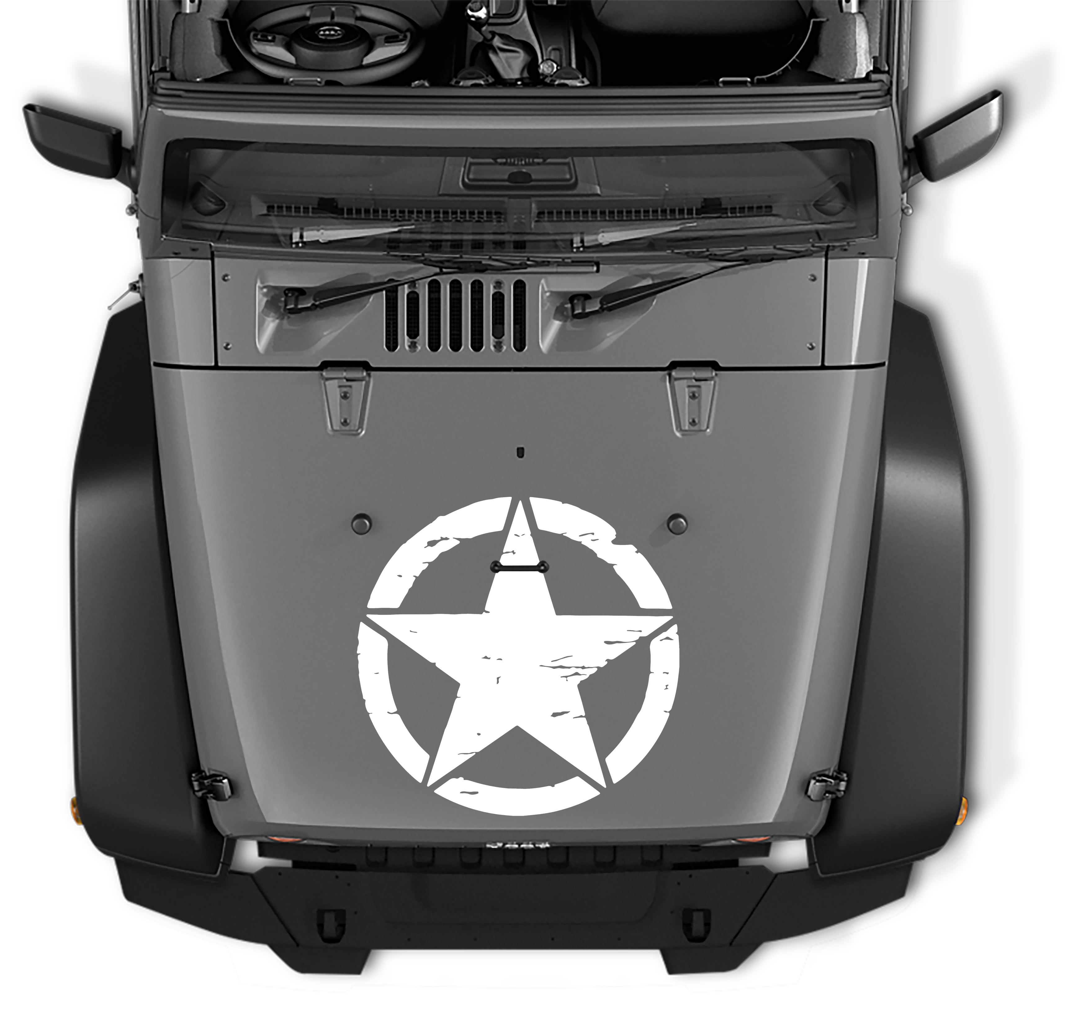 Distressed Oscar Mike Military Star Jeep Hood Vinyl Decal