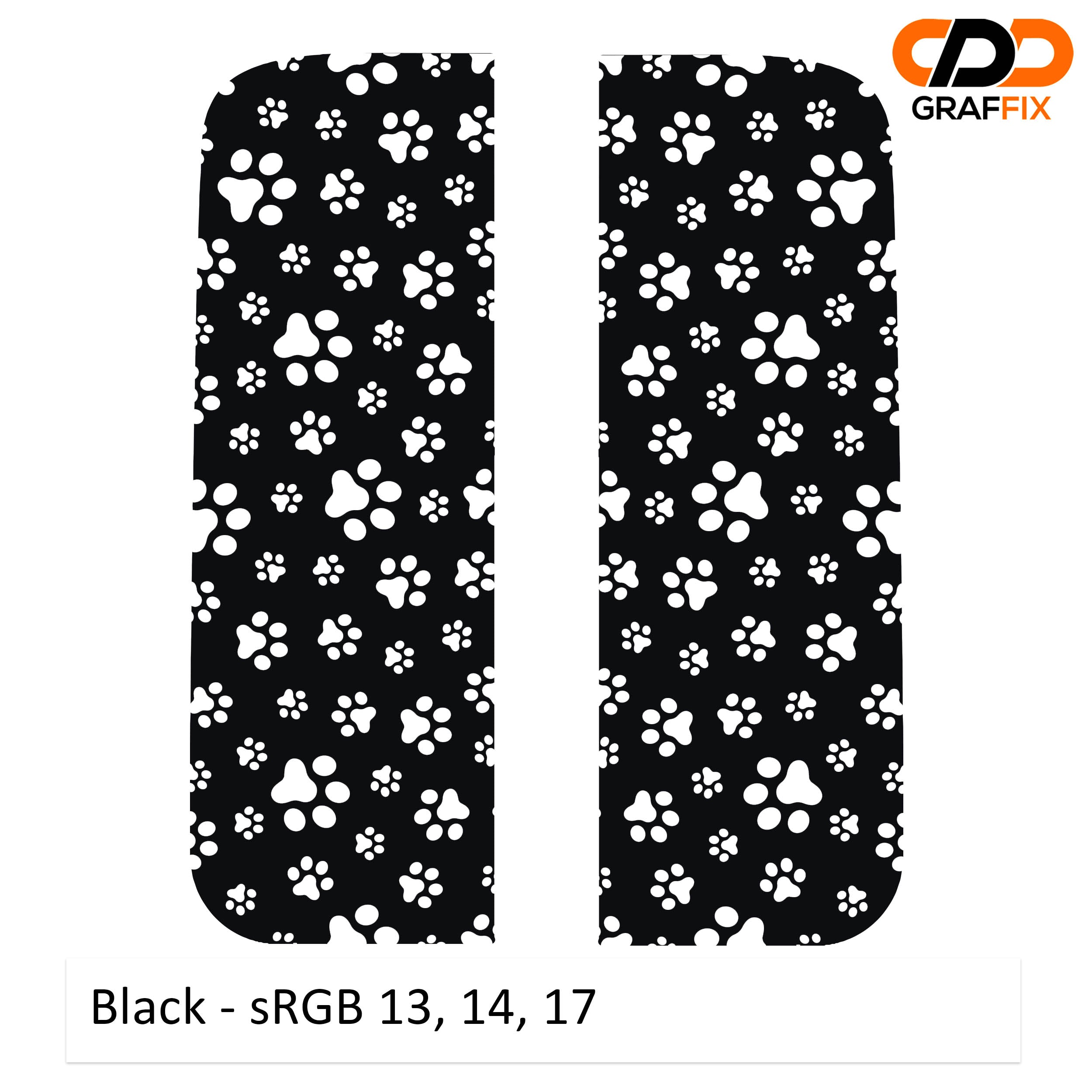 Black puppy paw print pattern rear quarter window cling for Jeep Wrangler JLU and Gladiator JT