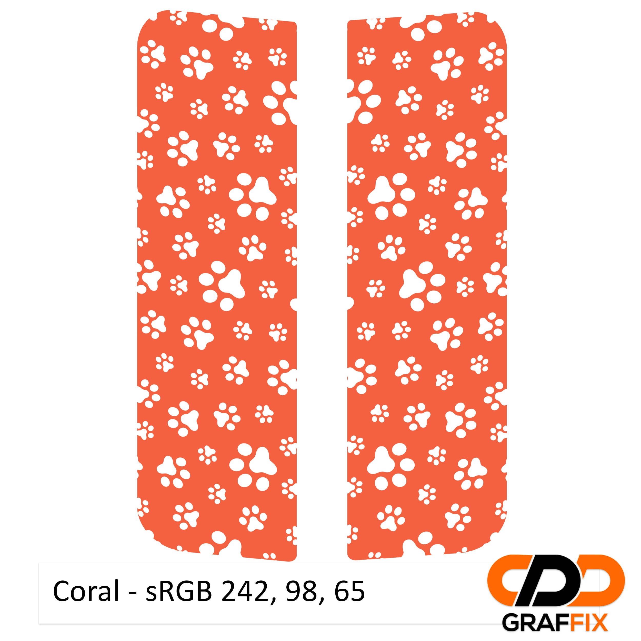 Coral pink puppy paw print pattern rear side window decal pair for Jeep Wrangler JKU four door