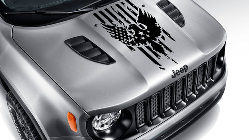 BU Distressed American Flag w/ Bald Eagle Blackout Hood Vinyl Decal