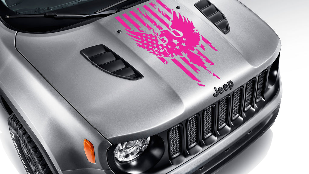 BU Distressed American Flag w/ Bald Eagle Blackout Hood Vinyl Decal