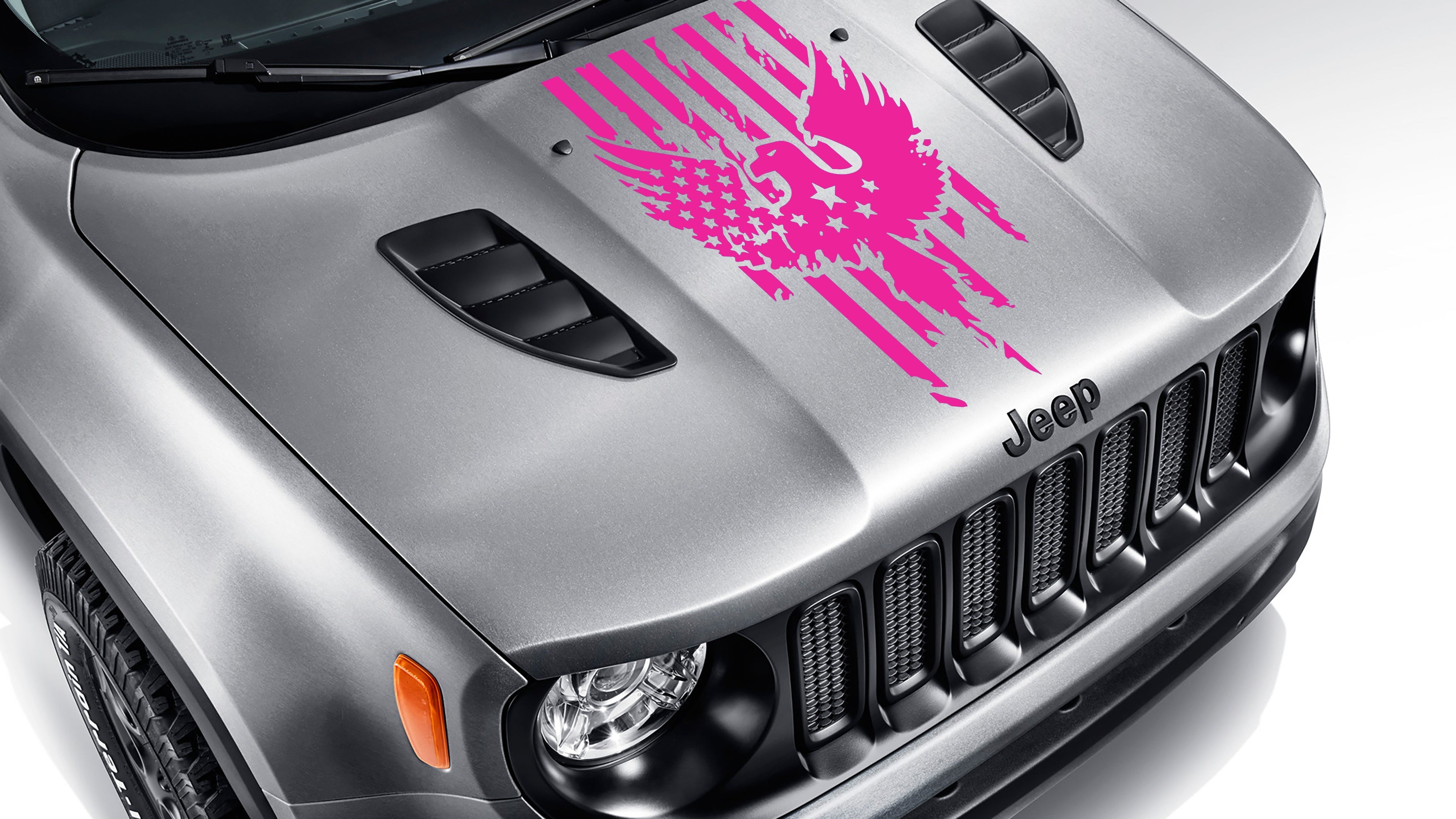 BU Distressed American Flag w/ Bald Eagle Blackout Hood Vinyl Decal