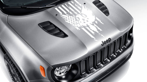 BU Distressed American Flag w/ Bald Eagle Blackout Hood Vinyl Decal