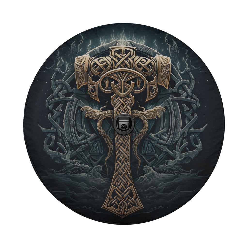 a detailed and intricate design of a cross-like symbol, surrounded by swirling patterns and flames, creating a visually striking and captivating artwork.