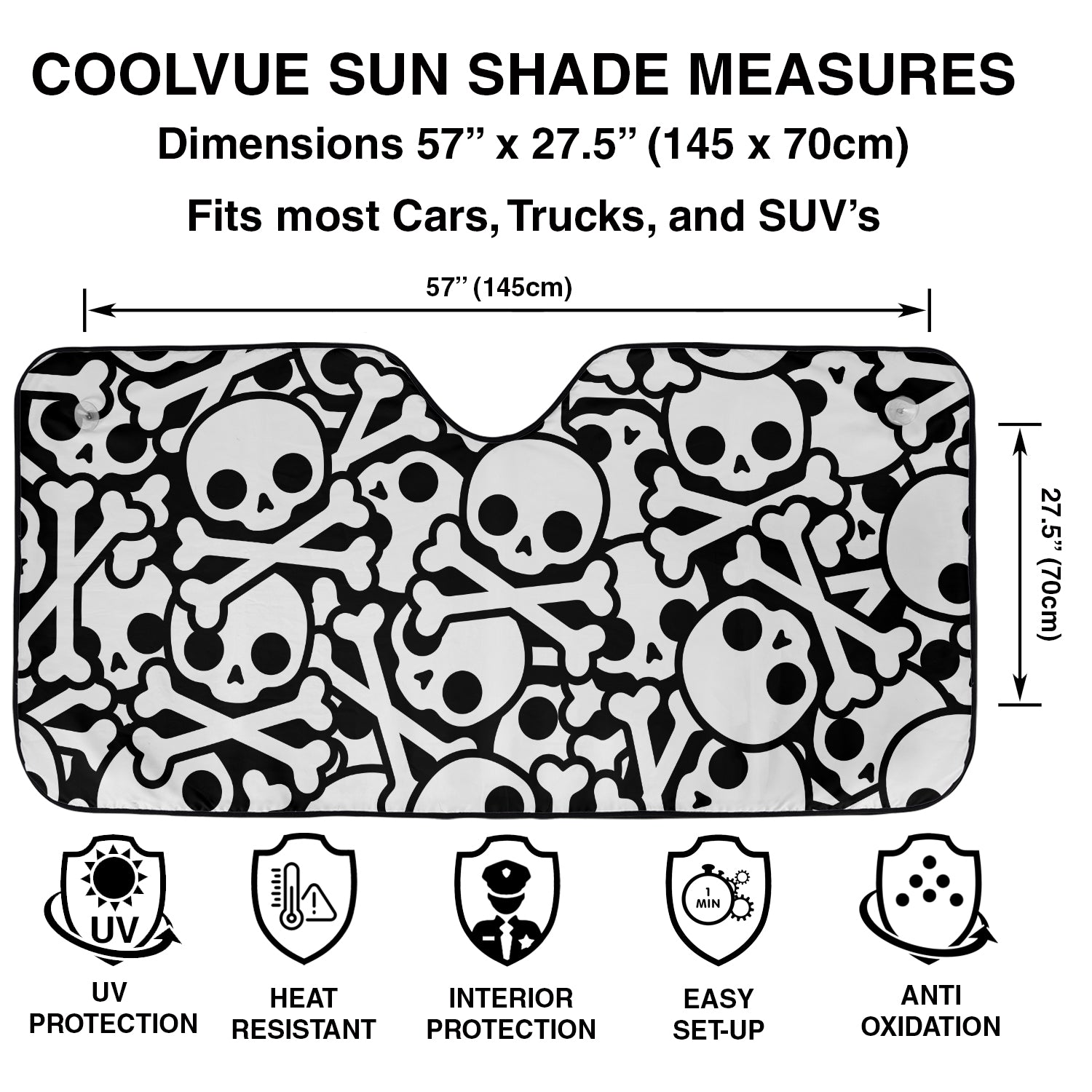 Skull and Crossbones Windshield Sunshade | Jeep Decal Store