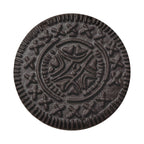 Choco Creme Cookie spare tire cover flat round art showing the embossed dark brown cookie with patterned scalloped edge