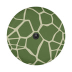 Turtle Trek spare tire cover flat art with backup camera cutout and green turtle shell scute pattern