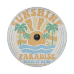 Sunshine Paradise design printed spare tire cover with optional backup camera hole by Graffix