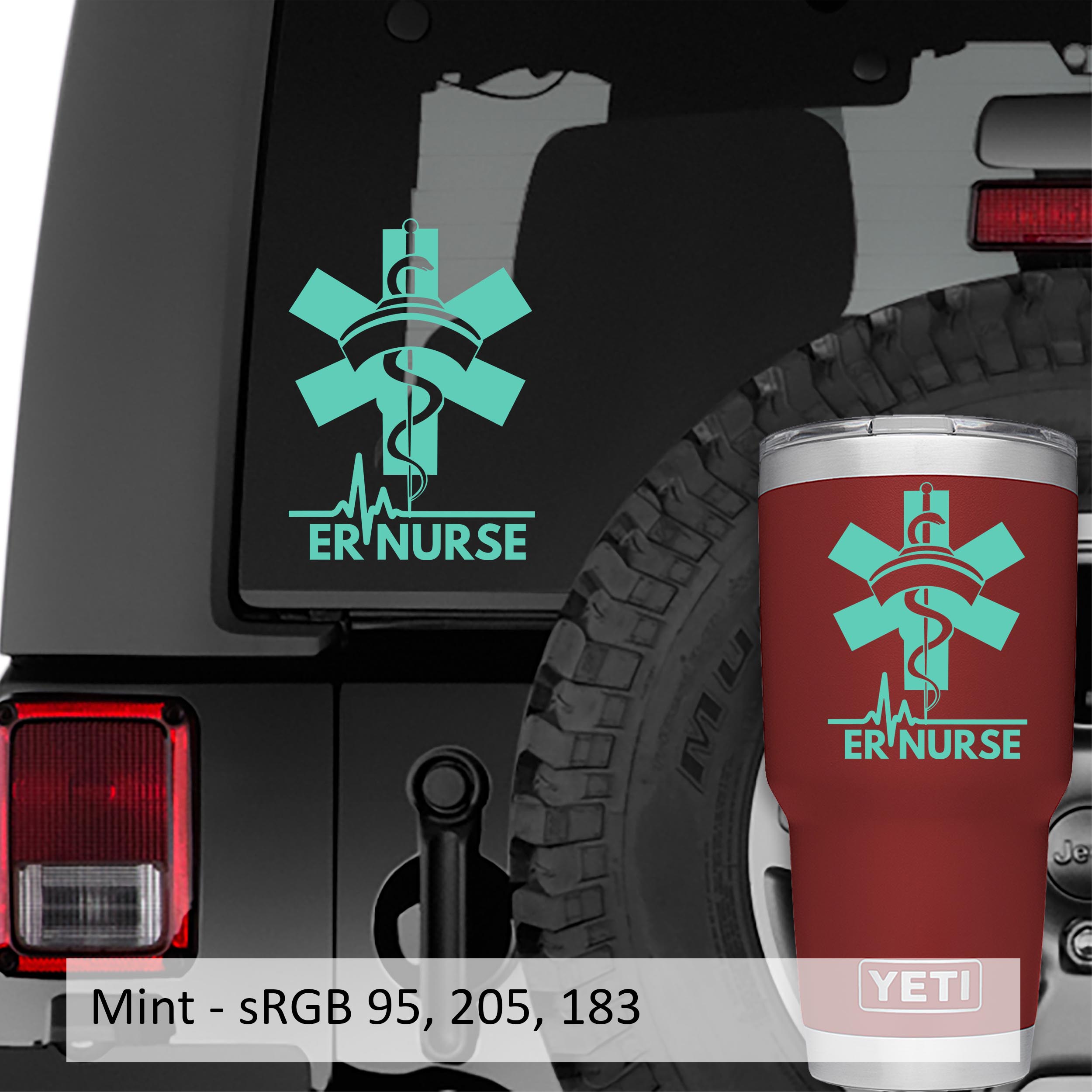 ER Nurse Caduceus Vinyl Decal Sticker