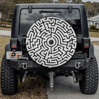 Round Maze design printed spare tire cover with optional backup camera hole by Graffix