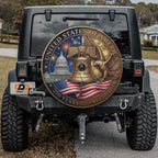a black Jeep Wrangler with a large, circular decal on the rear window that displays the United States of America and commemorates the 250th anniversary of the signing of the U.S. Constitution.