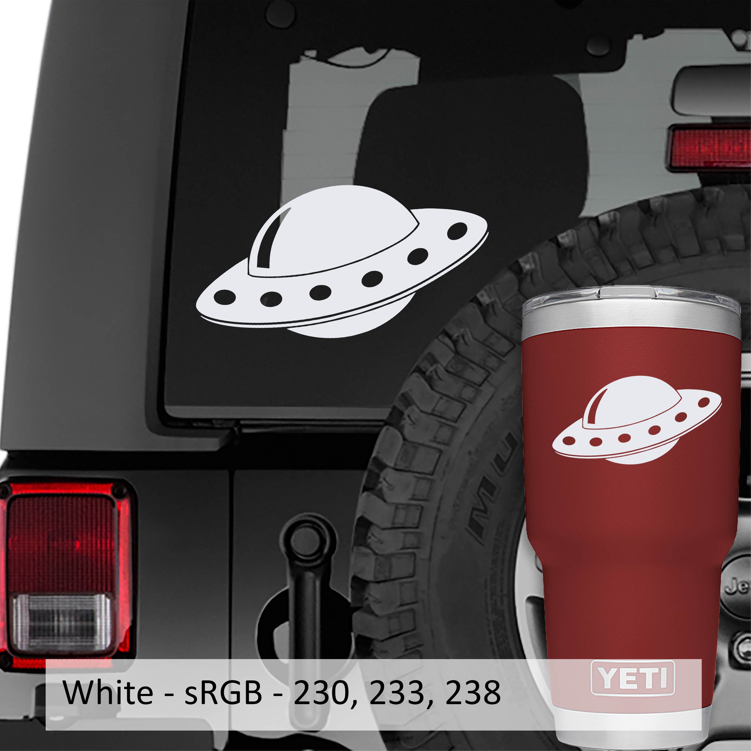 Flying Saucer Spaceship UFO Vinyl Decal