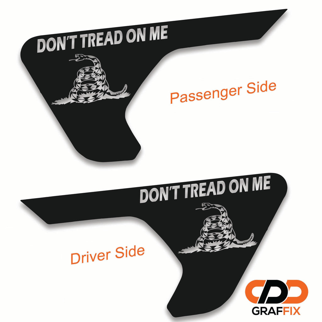 Default Gadsden Dont Tread On Me flag billet fender vent transfer decal on JL Wrangler vent