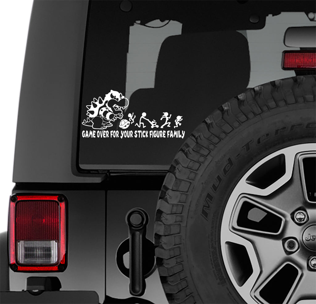 Mario Bros Inspired Game Over For Your Stick Figure Family Vinyl Decal