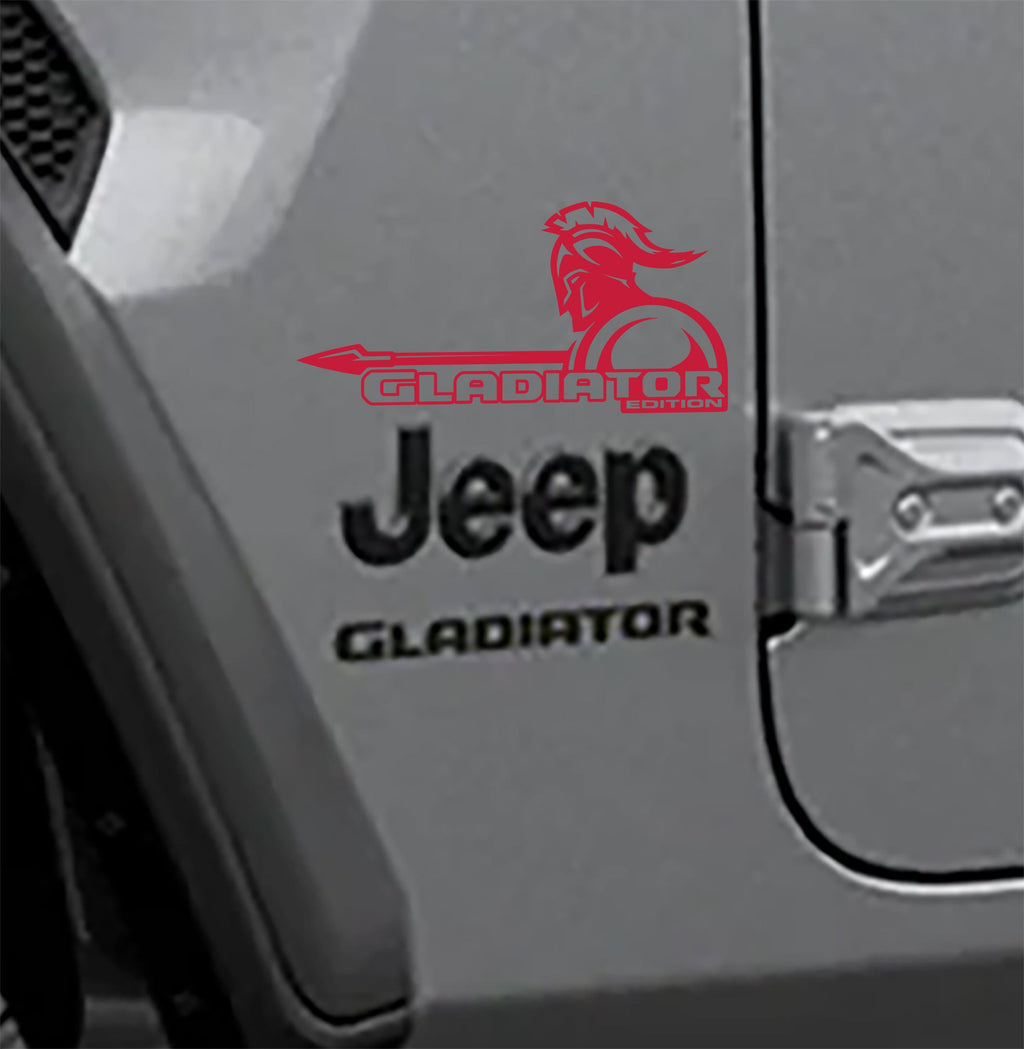 Red Spartan warrior Gladiator Edition fender vinyl decal pair for Jeep Gladiator JT trucks