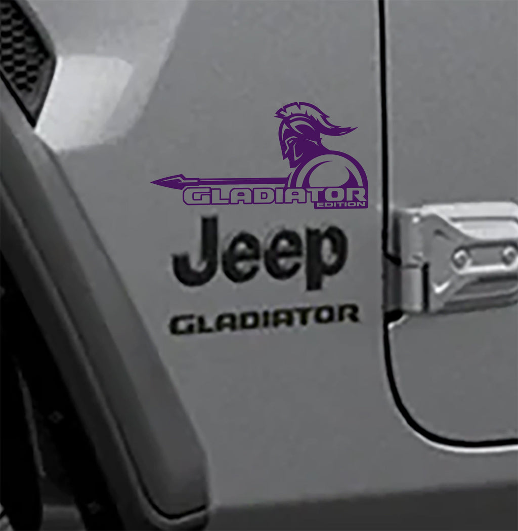 Violet Spartan warrior Gladiator Edition fender vinyl decal pair for Jeep Gladiator JT
