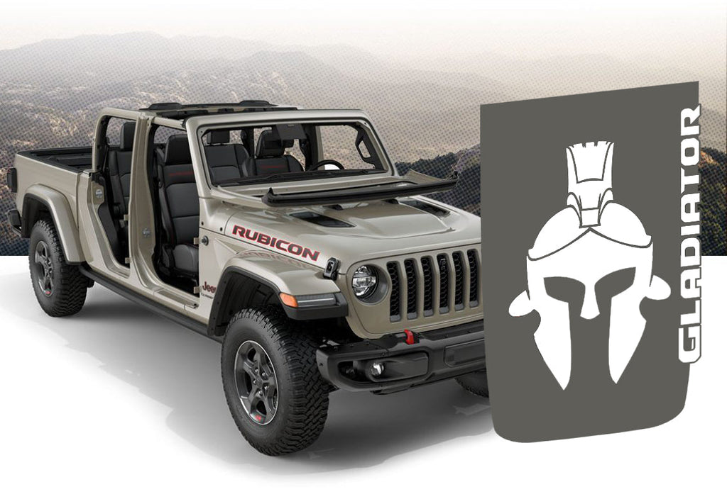 Hood Decal for Jeep JL/JT Rubicon Style Hood - Gladiator Helmet Blackout Hood Decal