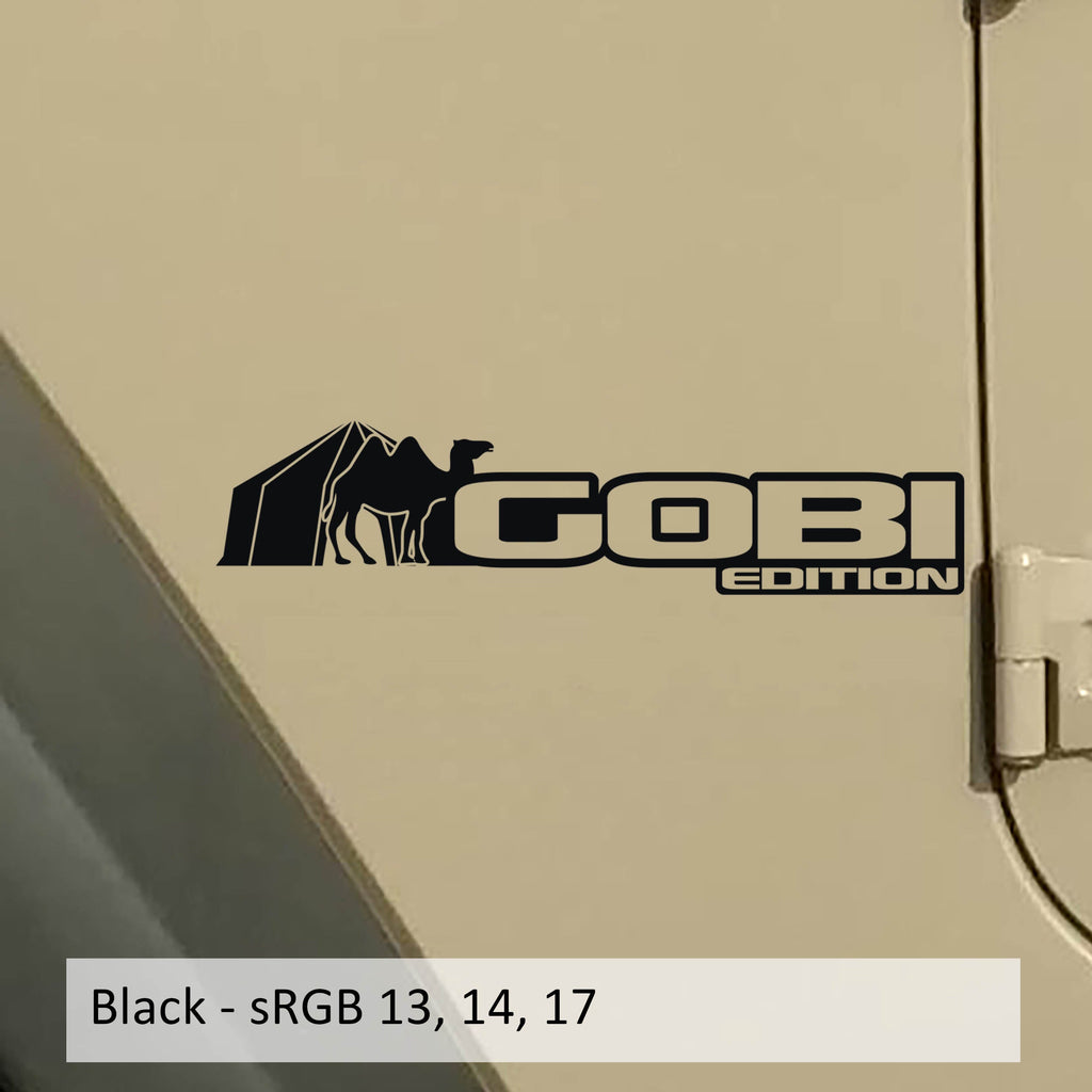 Gobi Edition Wrangler JL Gladiator JT fender decal x2 pair pictured in matte black vinyl finish