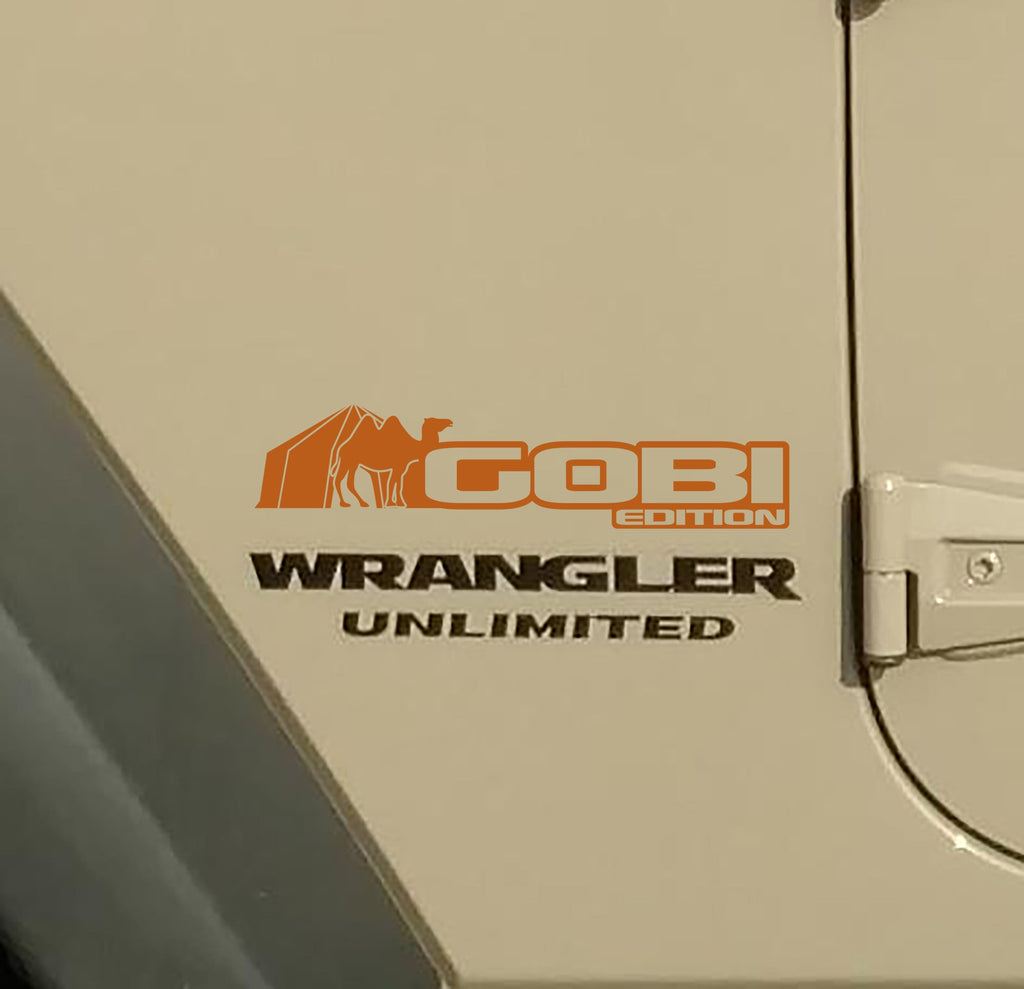 Gobi Edition Wrangler JL Gladiator JT fender decal x2 pair pictured in nut brown vinyl finish