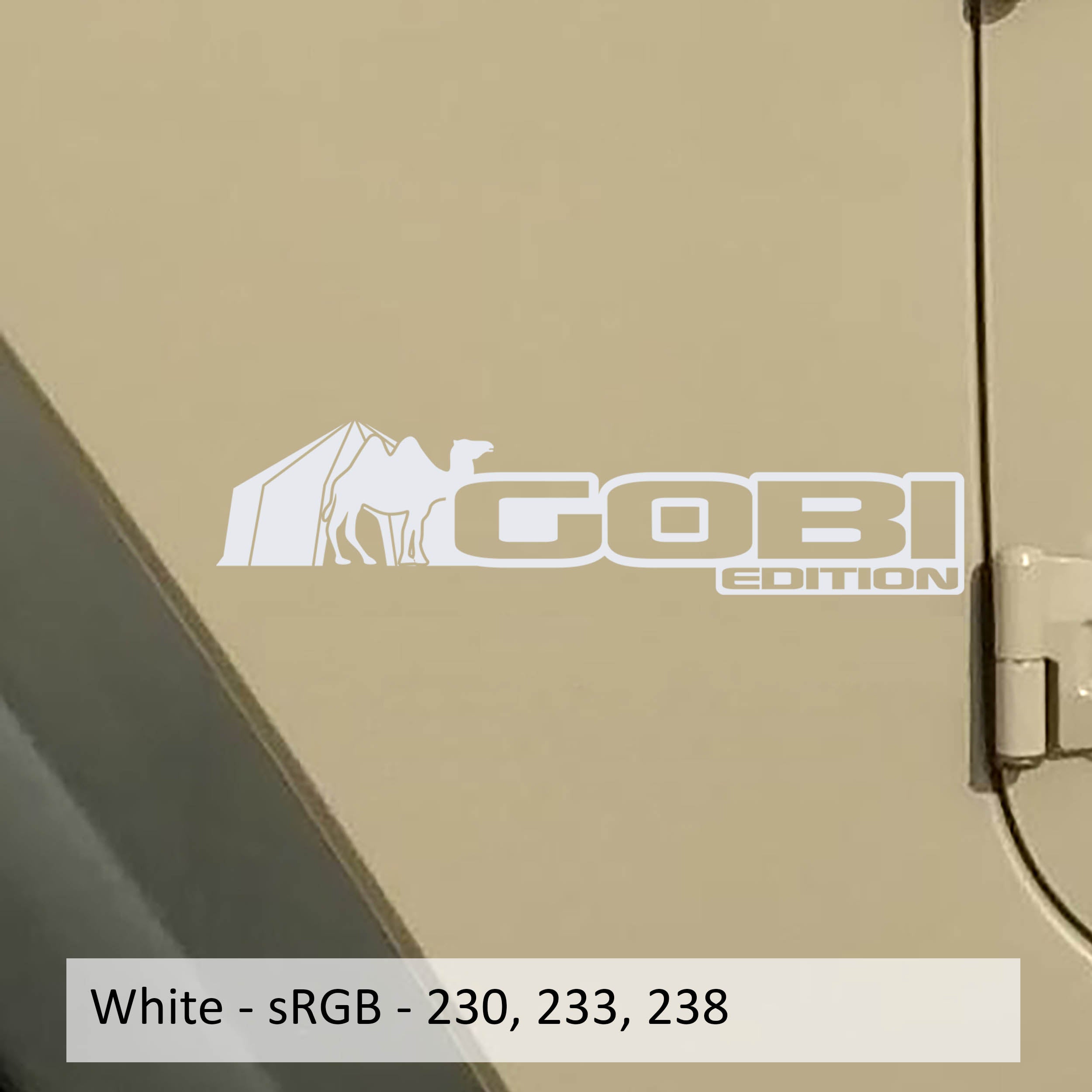 Gobi Edition Wrangler JL Gladiator JT fender decal x2 pair pictured in bright white vinyl finish