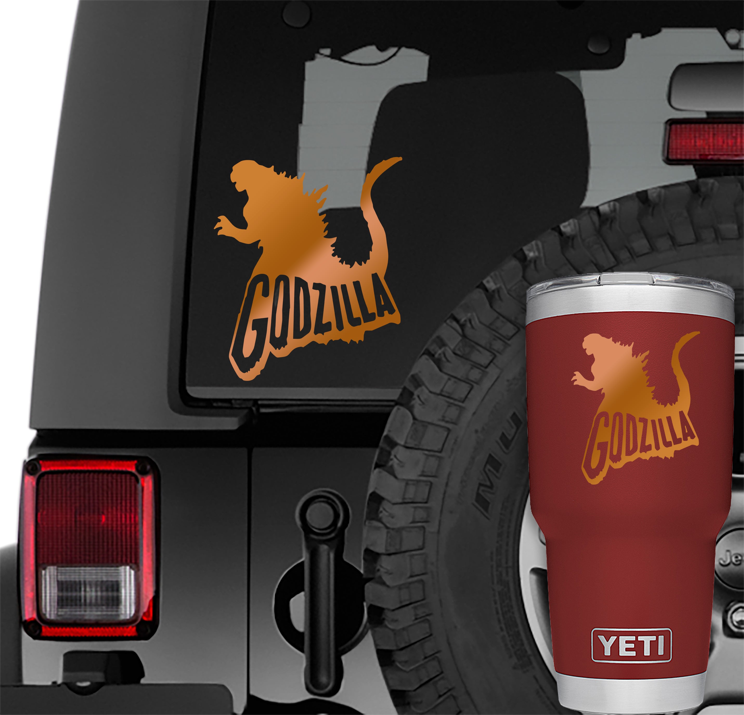 Godzilla With Name Vinyl Decal 