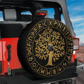 Golden Runes of Yggdrasil Viking Tree of Life Spare Tire Cover With Backup Camera Hole