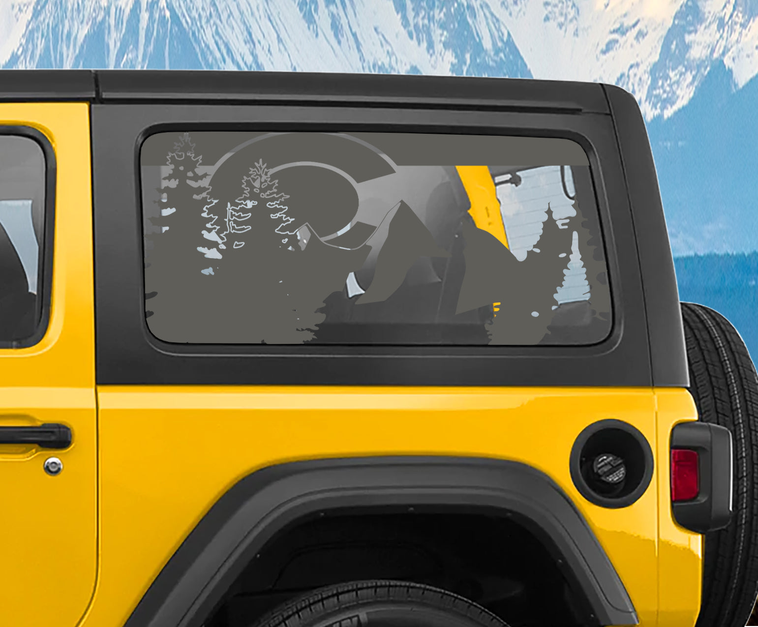 Dark grey Colorado state flag mountain pine hardtop window vinyl decal for Wrangler JK JL