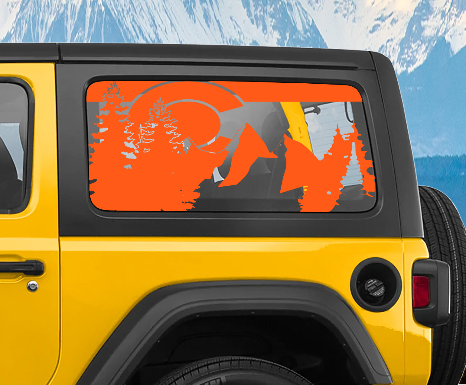 Orange Colorado state flag mountain pine tree hardtop window vinyl decal for Wrangler