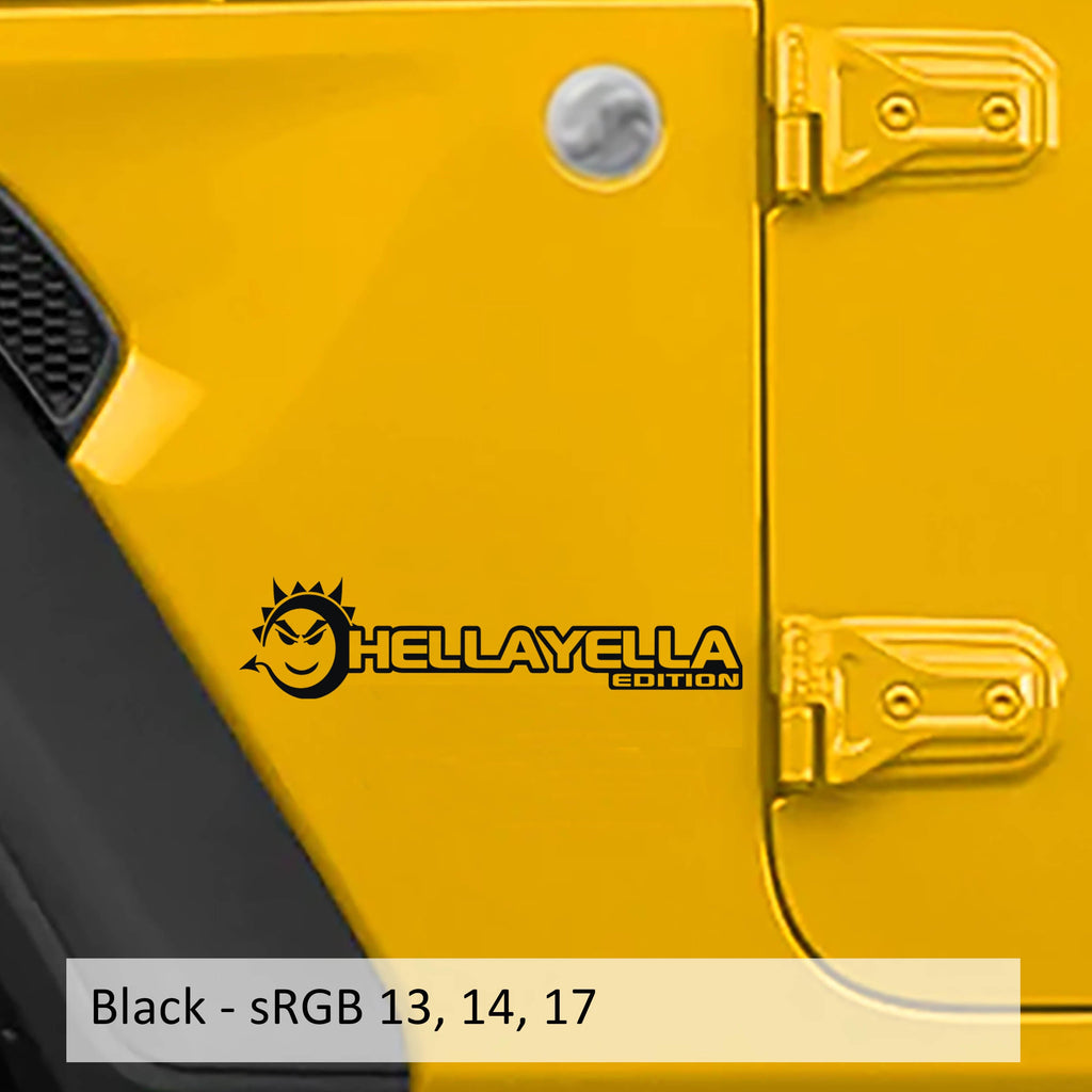 Black HellaYella Edition sun face side hood vinyl decal for Jeep Wrangler Gladiator JL JT