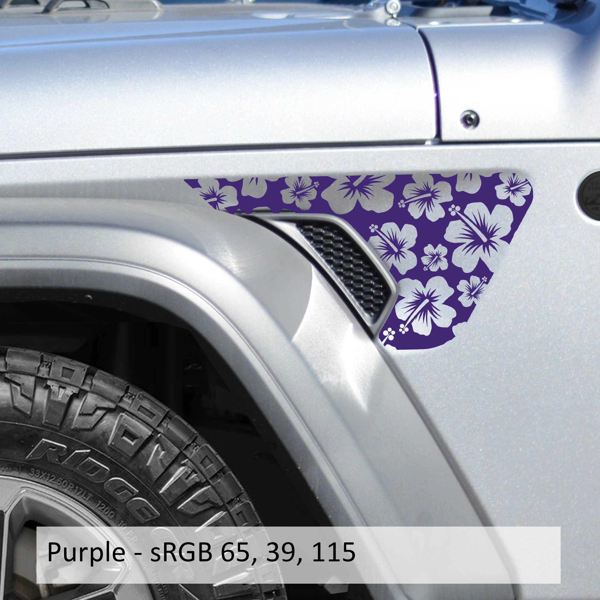 Hibiscus Flowers Fender Vent Decal | JL/JT | Jeep Decal Store