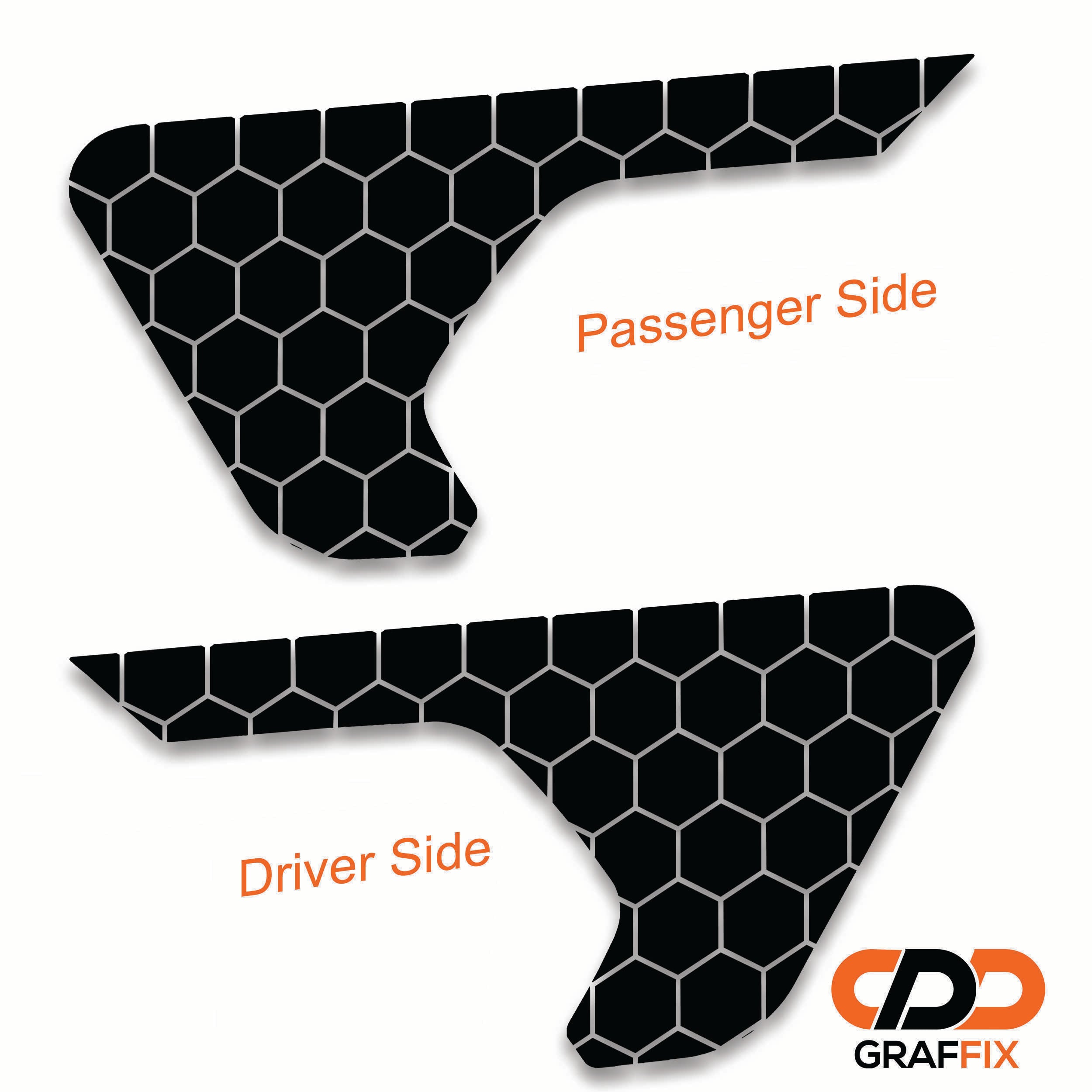 Default honeycomb hex mesh billet fender vent transfer decal on JL Wrangler or JT Gladiator