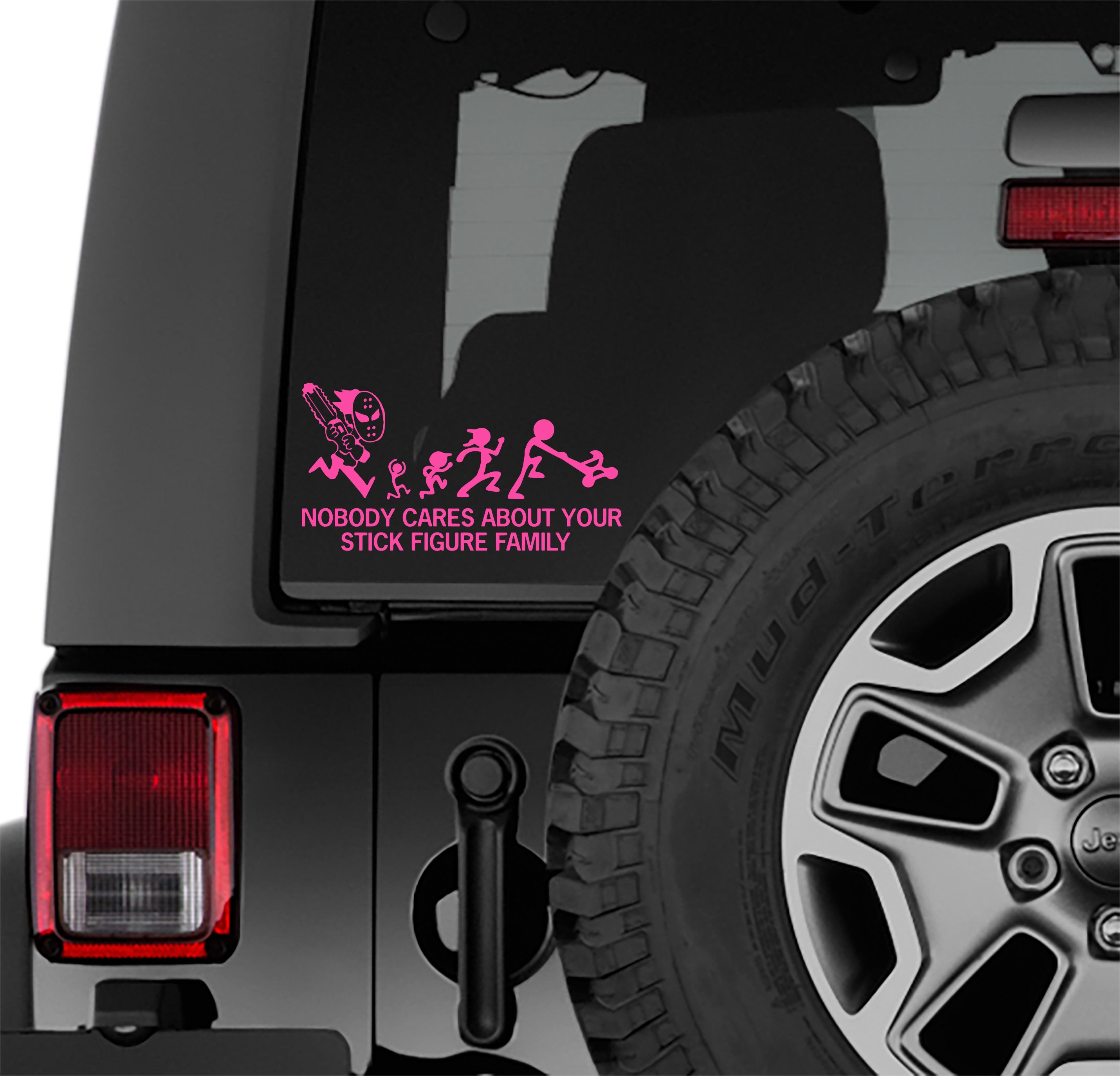 Chainsaw Horror Nobody Cares About Your Stick Figure Family Vinyl Decal