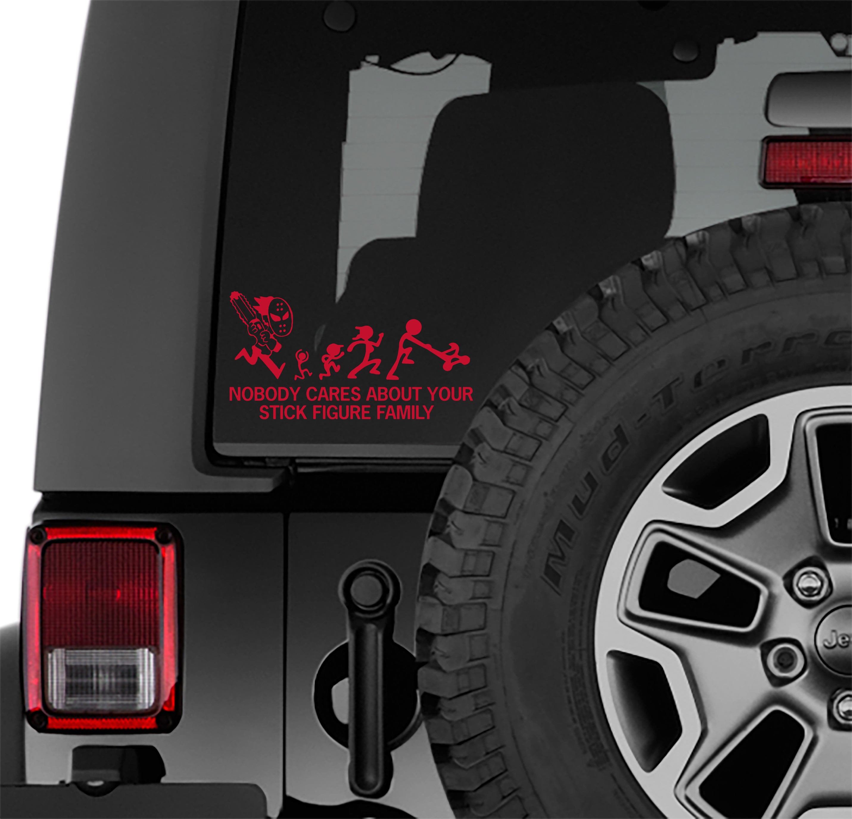 Chainsaw Horror Nobody Cares About Your Stick Figure Family Vinyl Decal