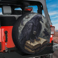 Hugginn's Black Raven Tome Spell Book Spare Tire Cover With Backup Camera Hole