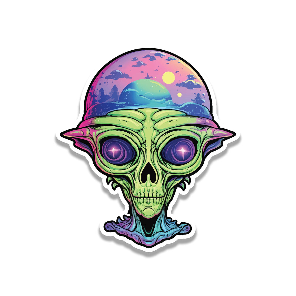 Hypnotic Alien Head  Vinyl Sticker