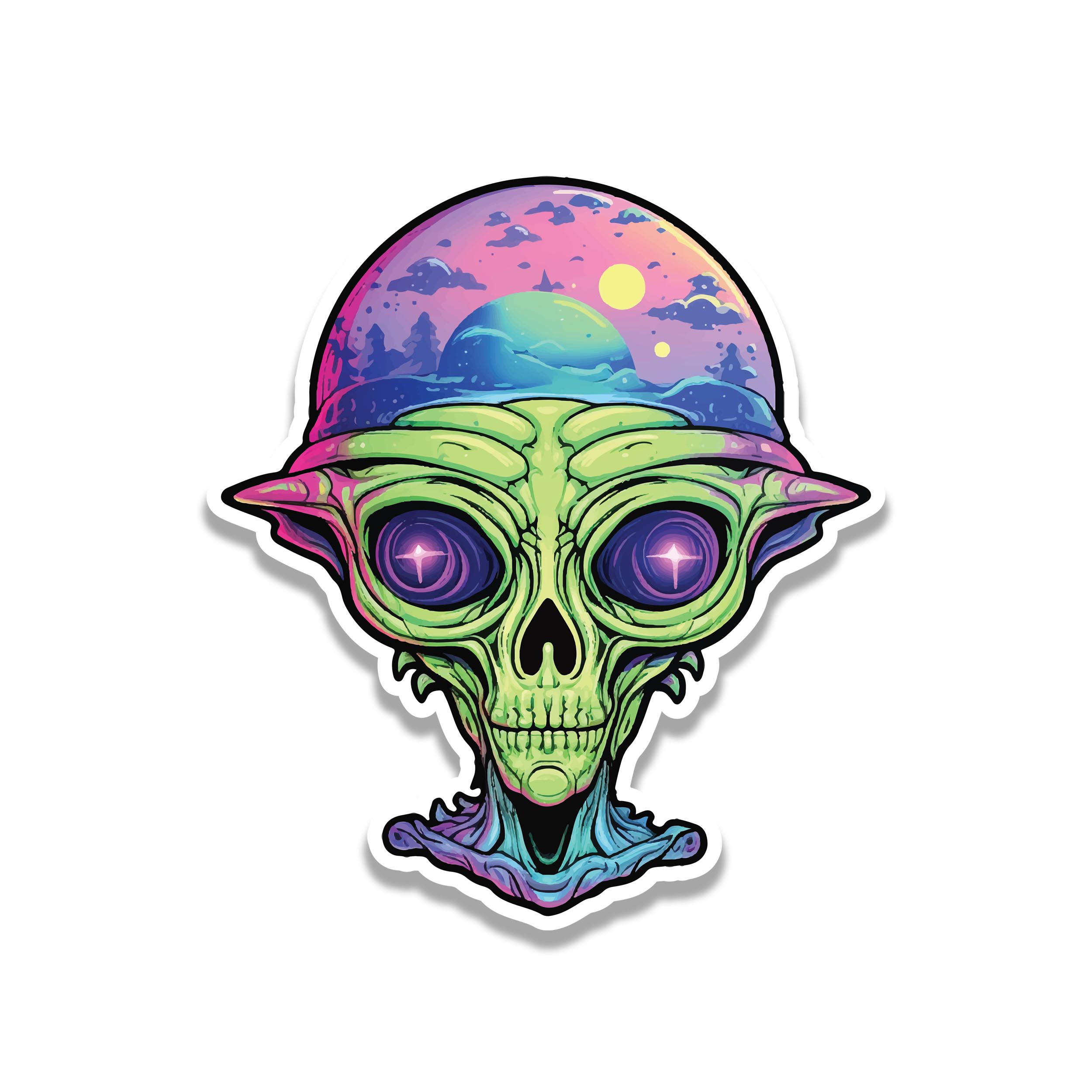Hypnotic Alien Head  Vinyl Sticker