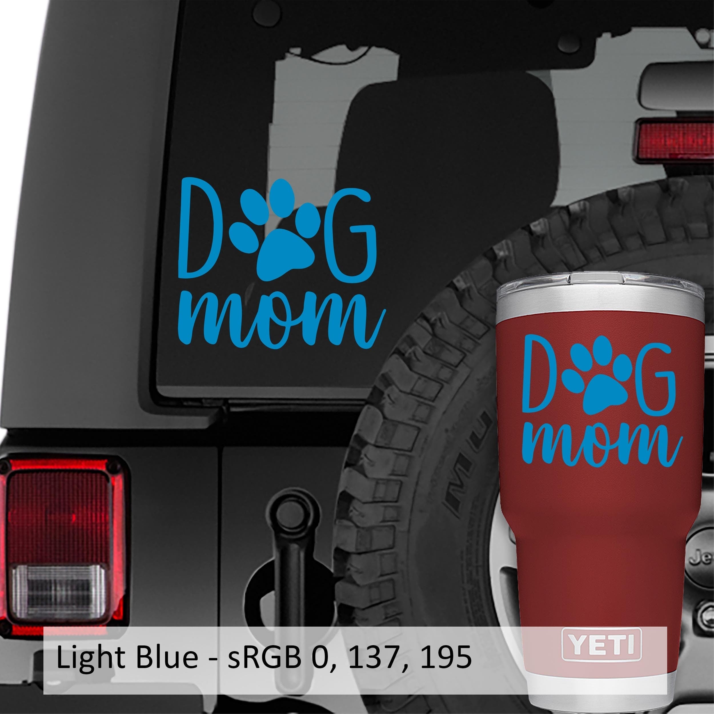 Dog Mom with Paw Print Vinyl Transfer Decal | Pet Owner Fur Baby Design | Animal Lover Car Window Decal